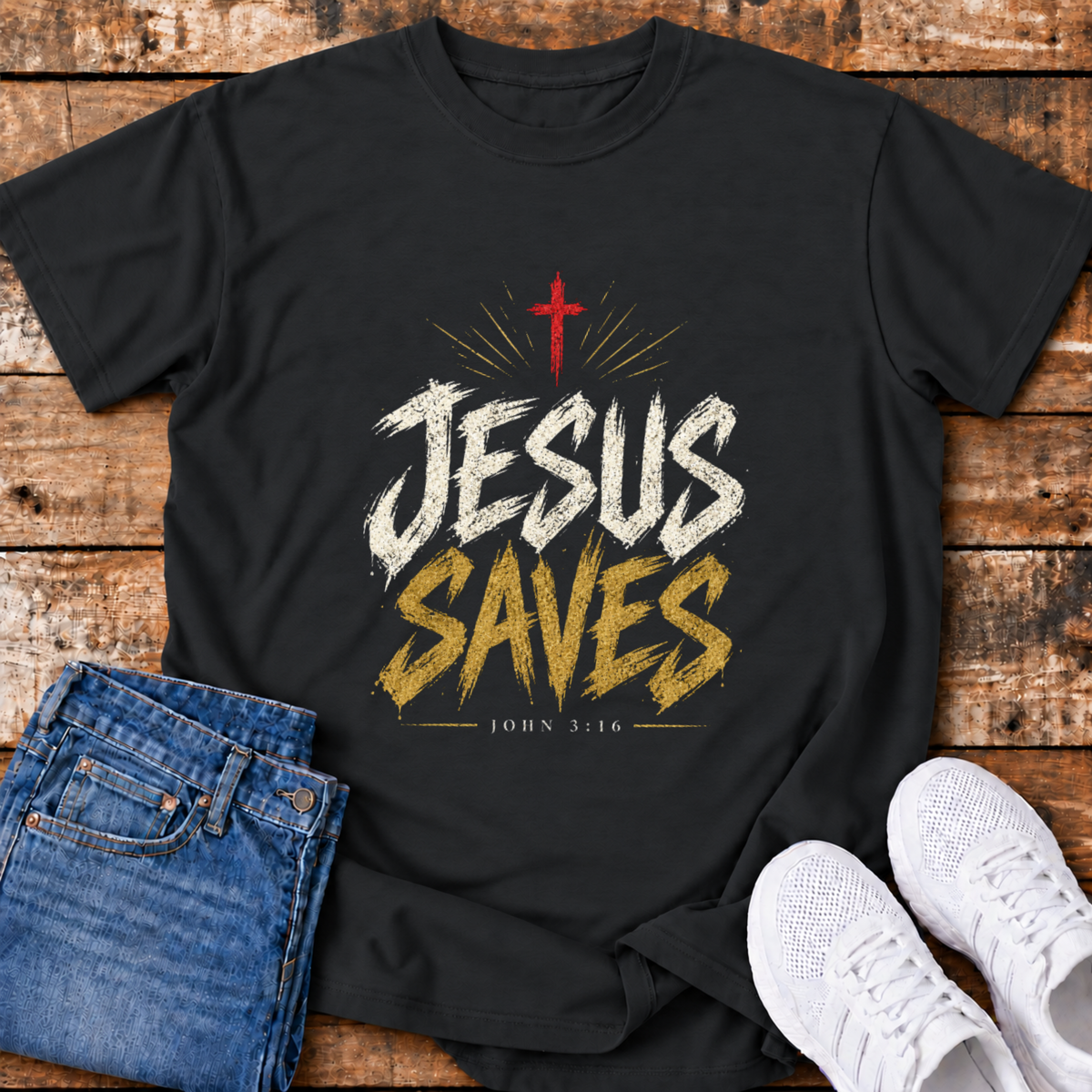 Jesus Saves T-Shirt - (John 3:16)
