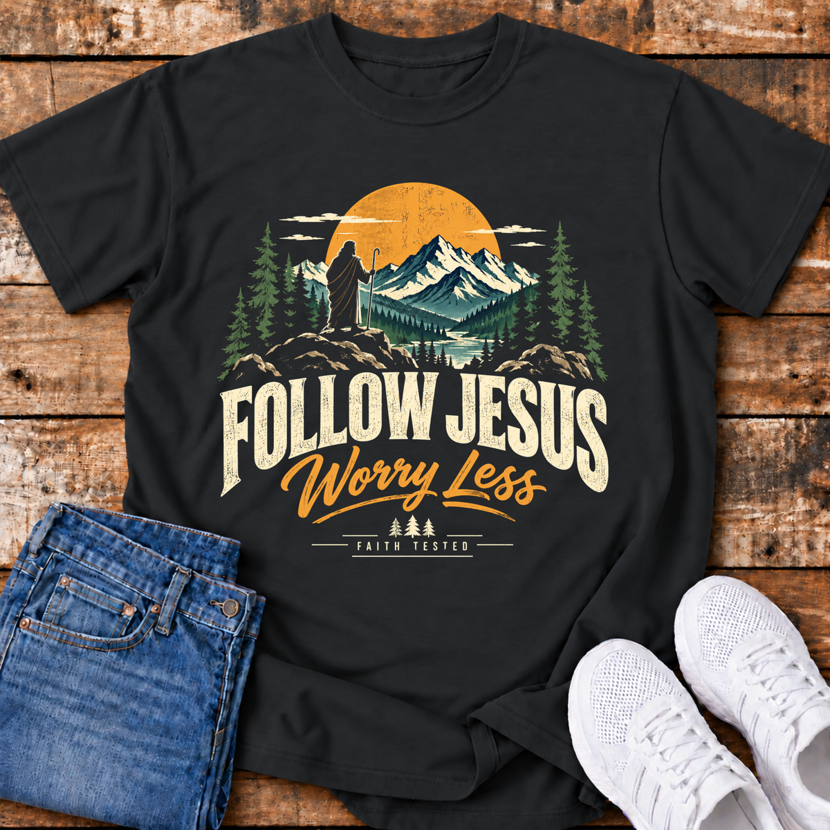 Follow Jesus, Worry Less T-Shirt