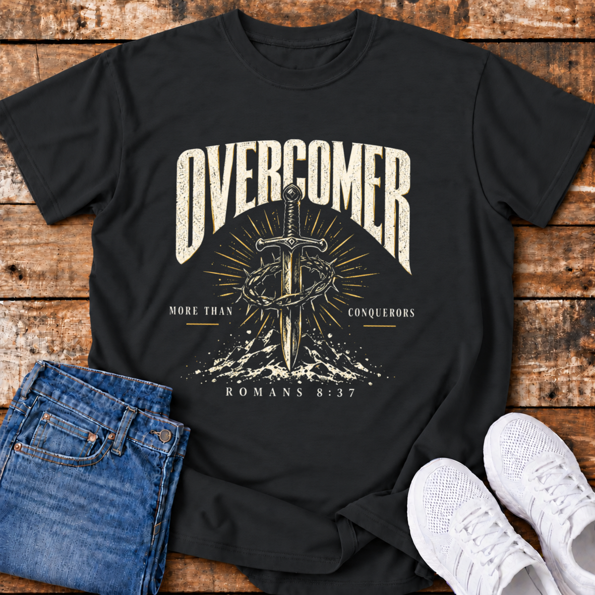 Overcomer T-Shirt - (Romans 8:37)