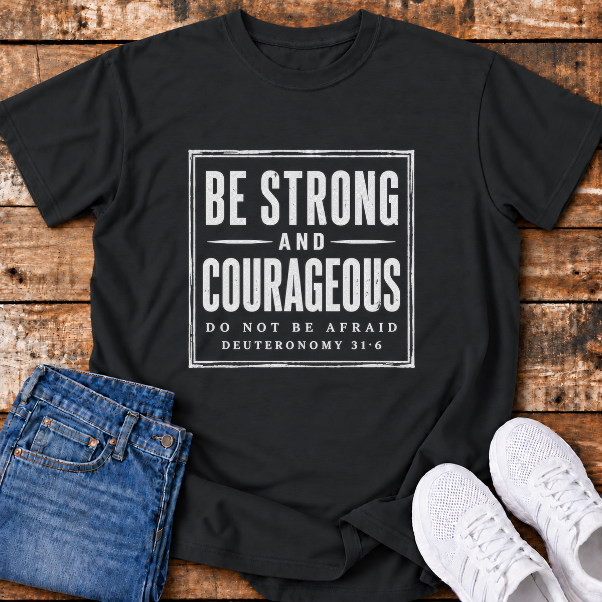 Be Strong & Courageous T-Shirt - (Dueteronomy 31:6)