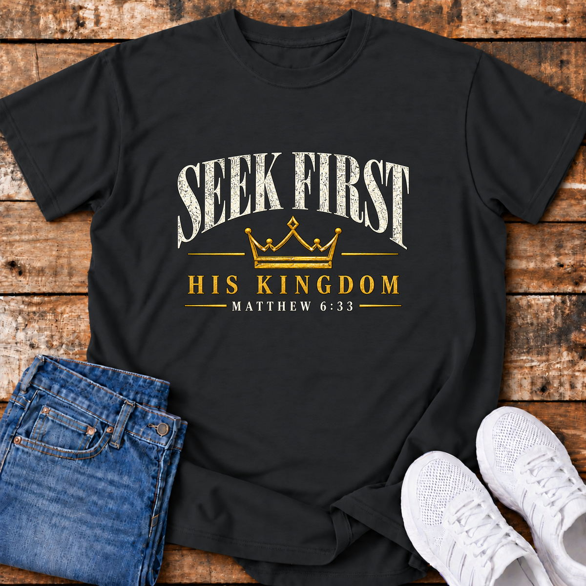 Seek First His Kingdom T-Shirt - (Matthew 6:33)