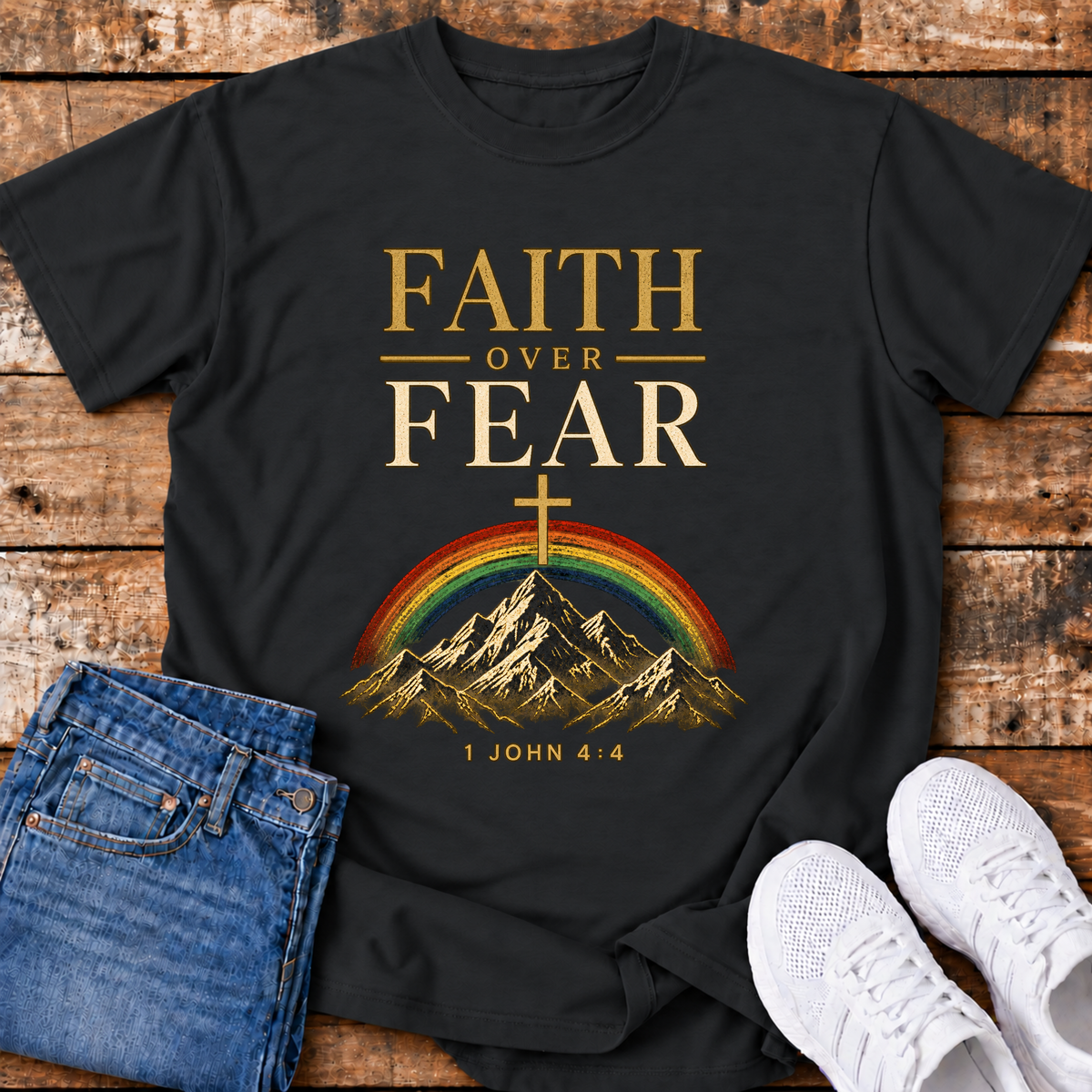 Faith Over Fear T-Shirt - (1 John 4:4)