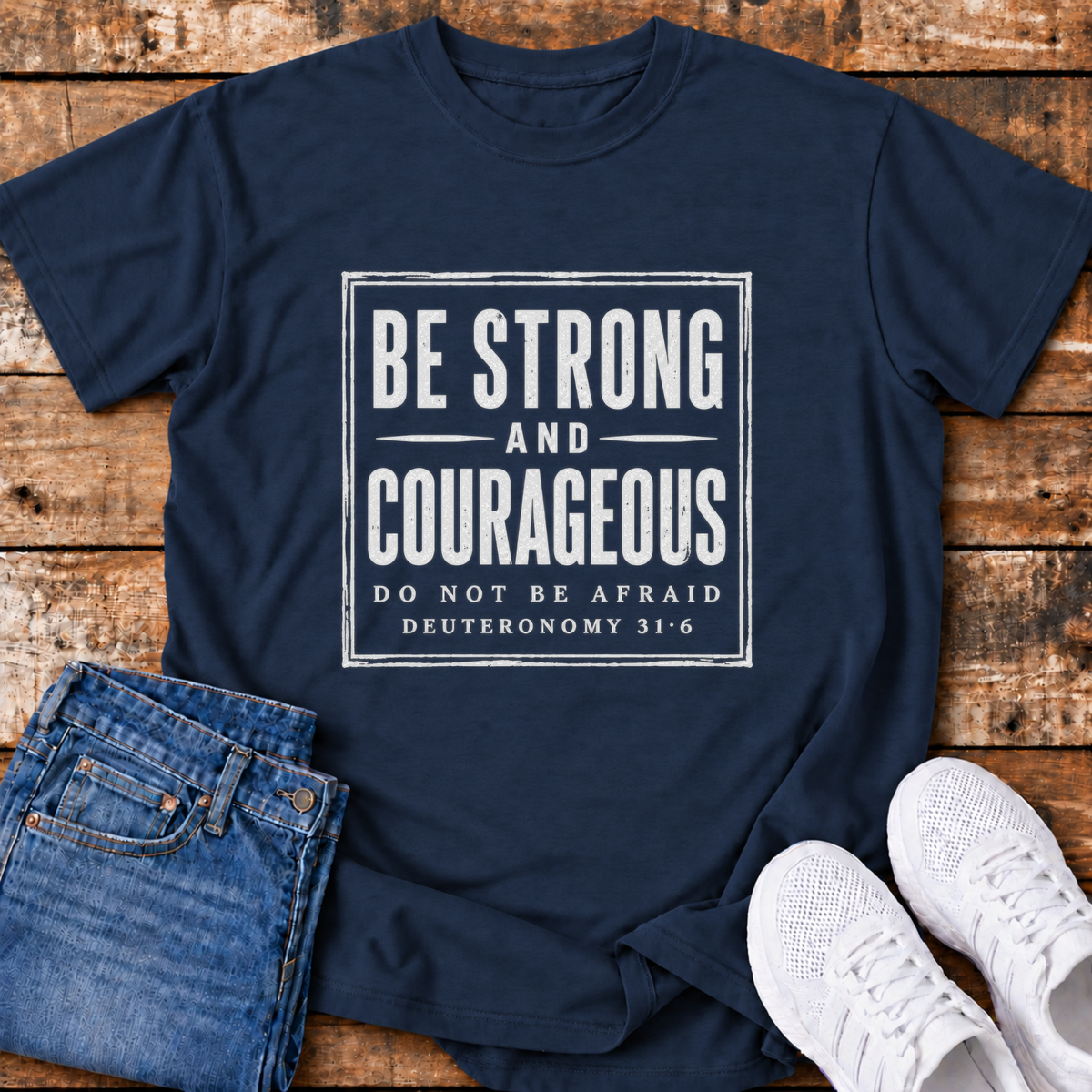 Be Strong & Courageous T-Shirt - (Dueteronomy 31:6)