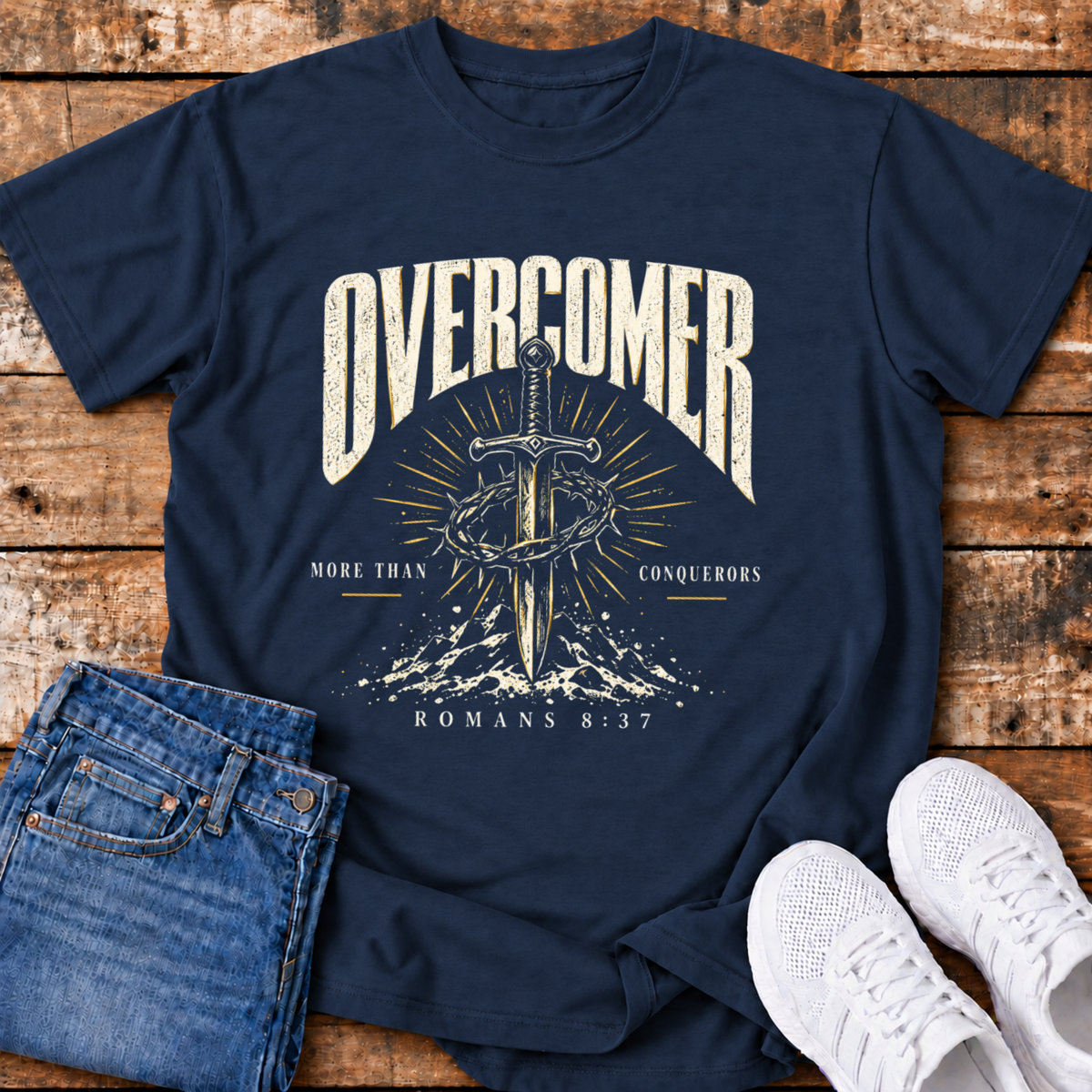 Overcomer T-Shirt - (Romans 8:37)