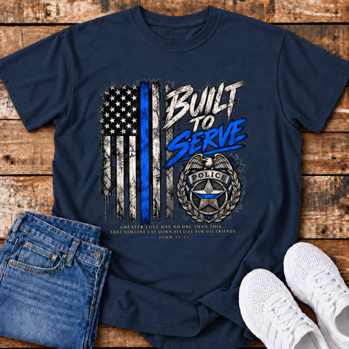 Built to Serve Police T-Shirt - (John 15:13)