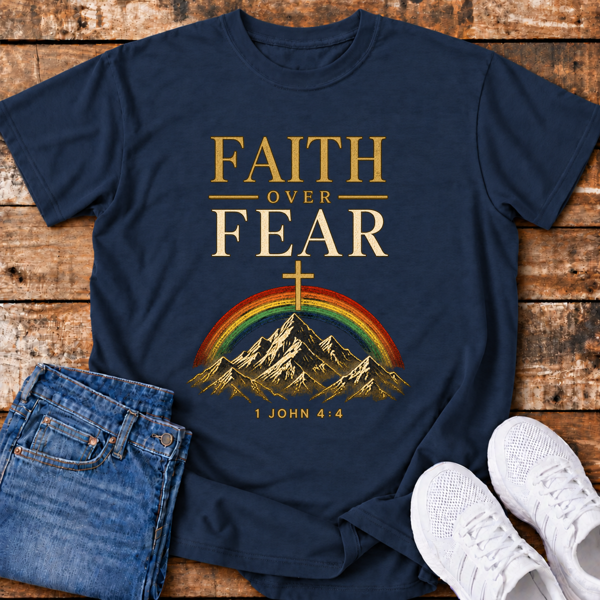 Faith Over Fear T-Shirt - (1 John 4:4)