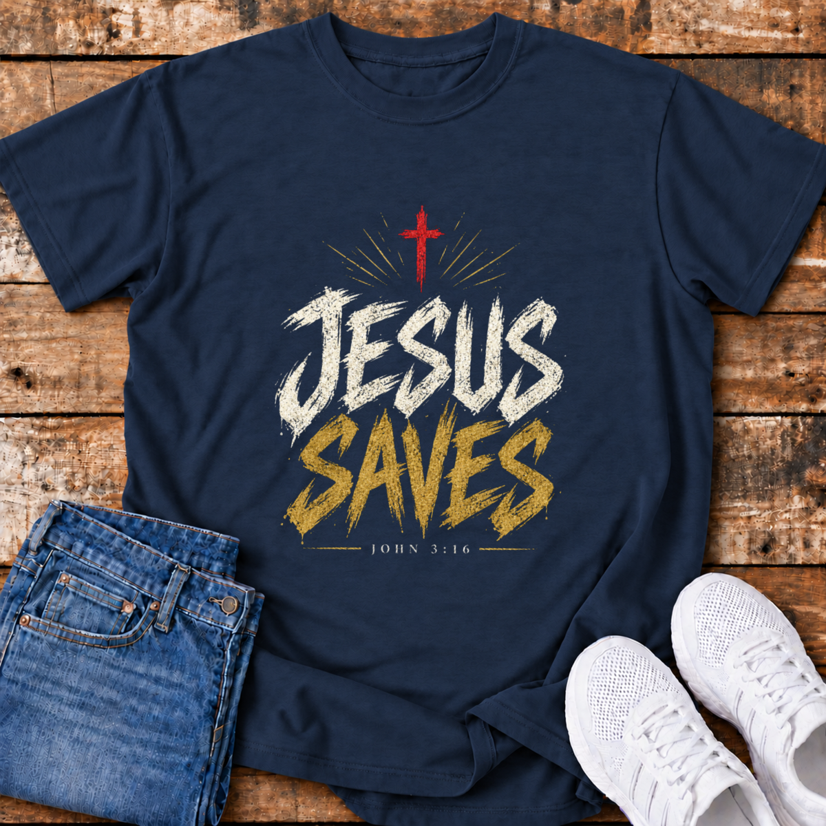 Jesus Saves T-Shirt - (John 3:16)