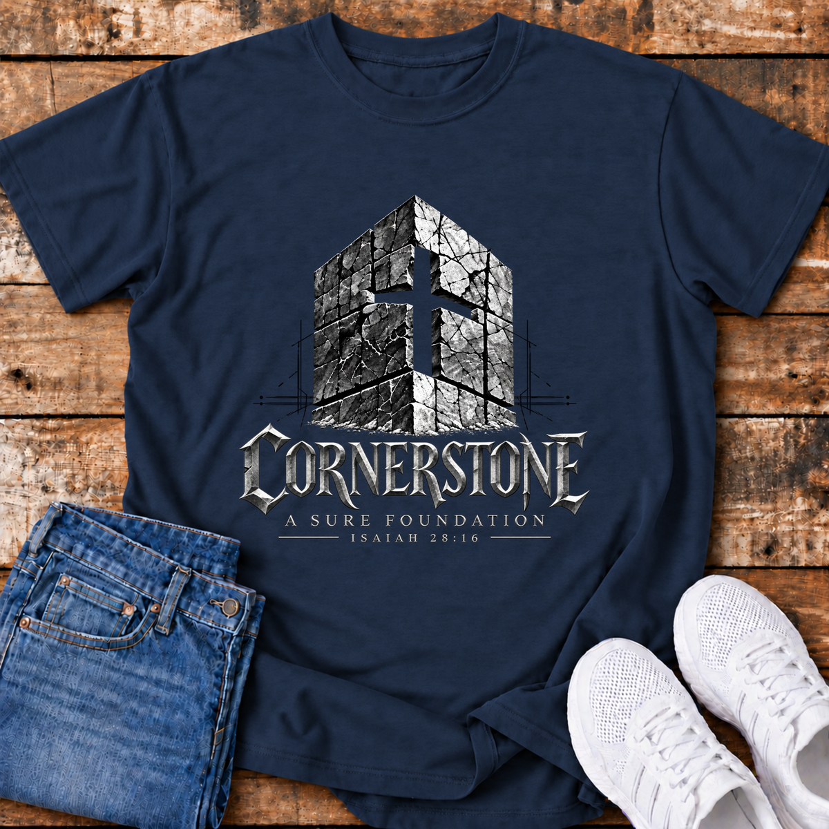 Cornerstone T-Shirt - (Isaiah 28:16)