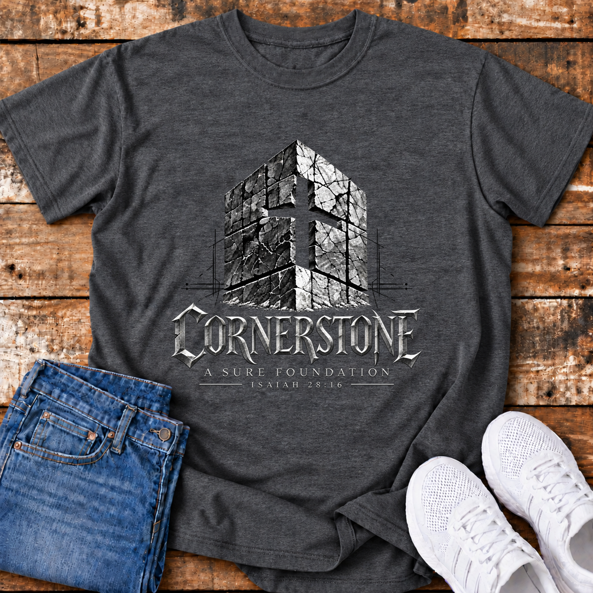 Cornerstone T-Shirt - (Isaiah 28:16)