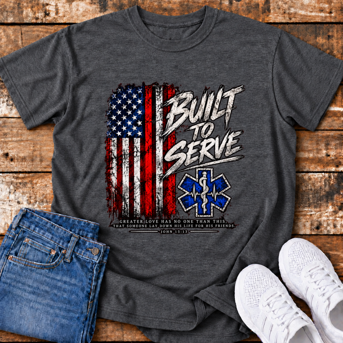 Built to Serve Paramedic T-Shirt - (John 15:13)