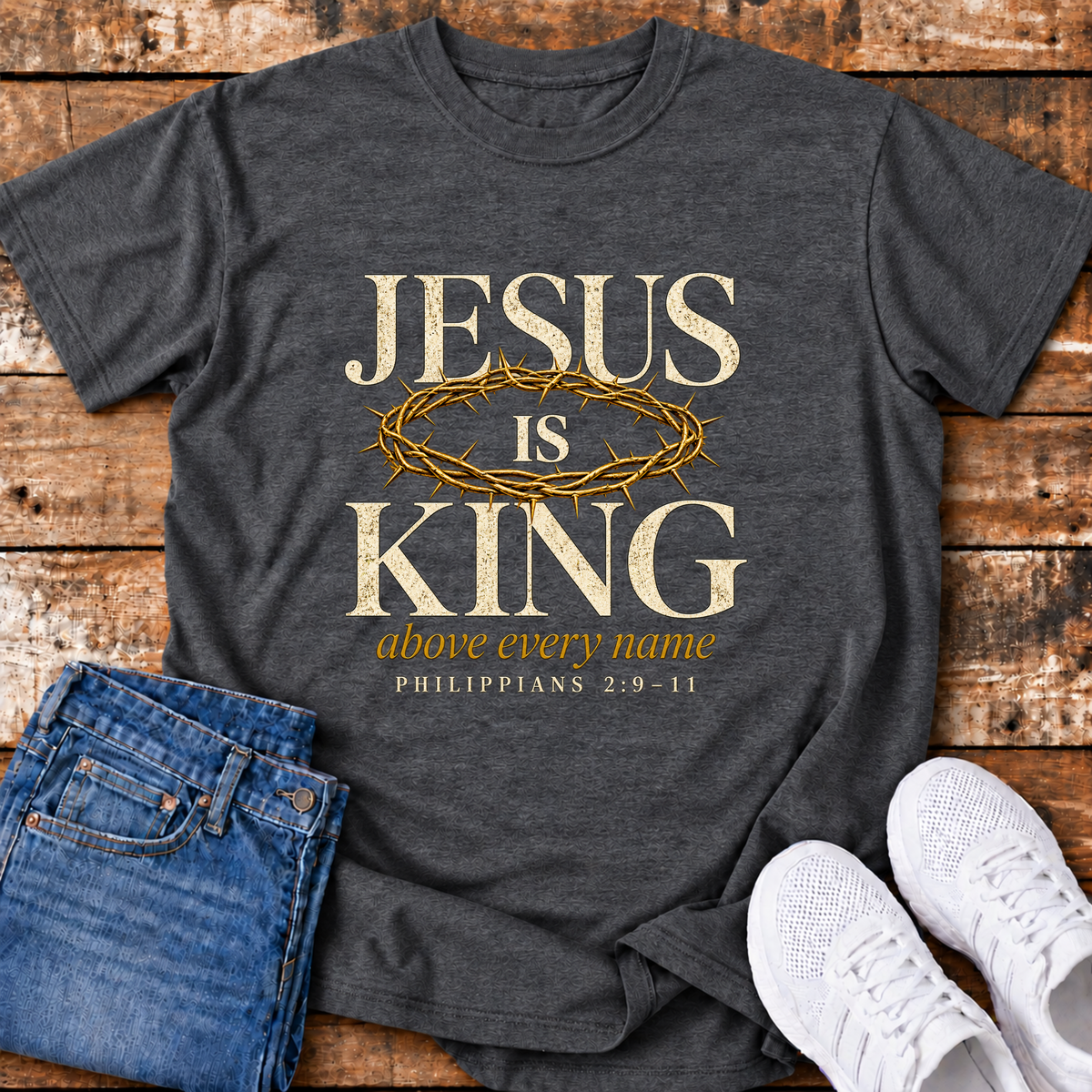 Jesus is King T-Shirt - (Philippians 2:9-11)