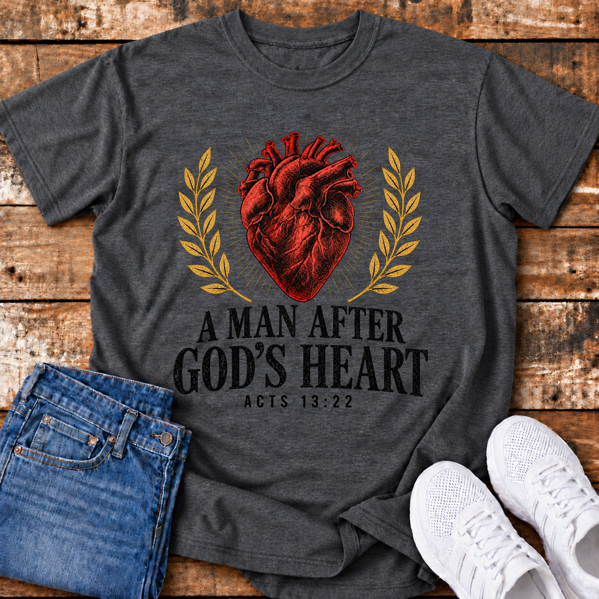 A Man After Gods Own Heart T-Shirts - (Acts 13:22)