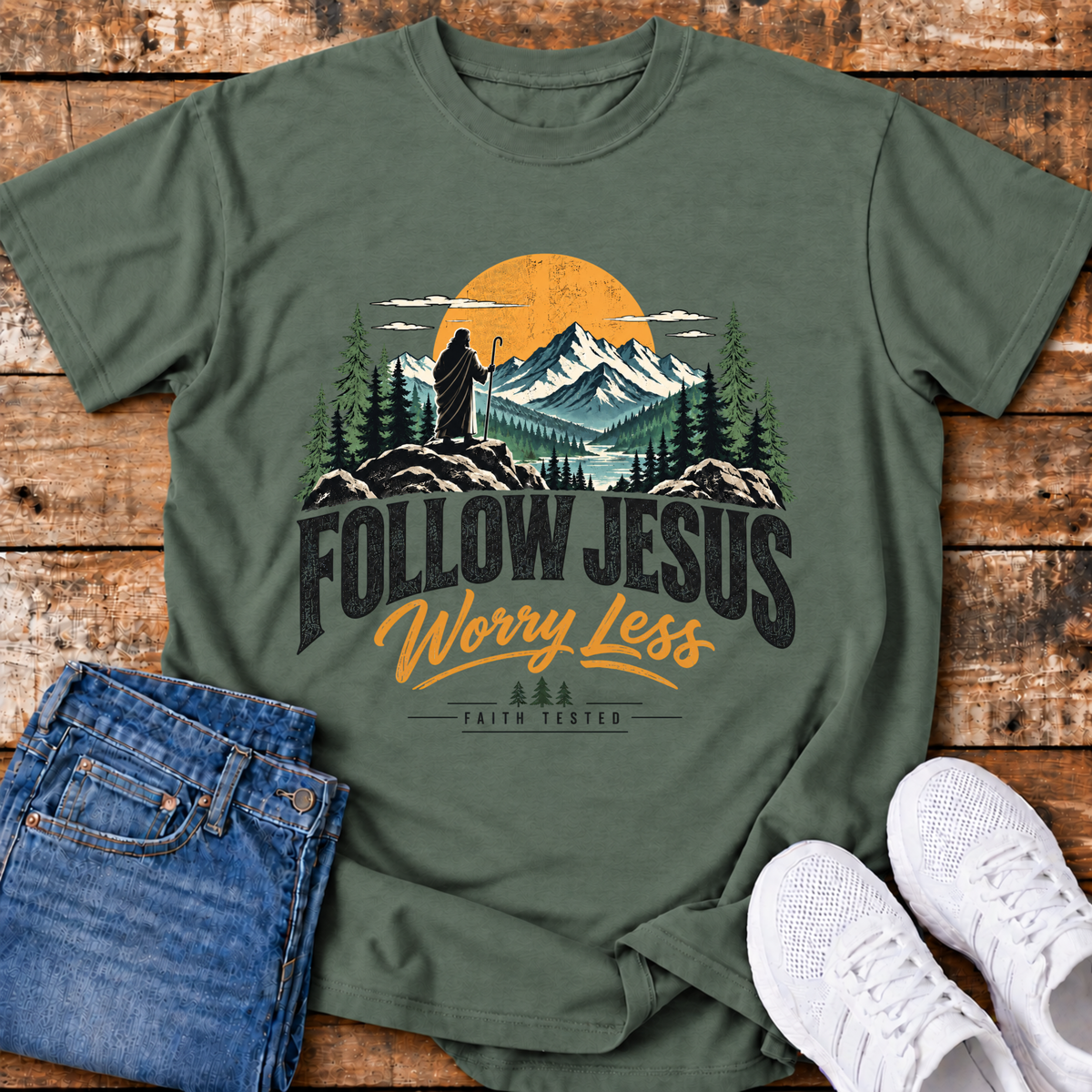 Follow Jesus, Worry Less T-Shirt