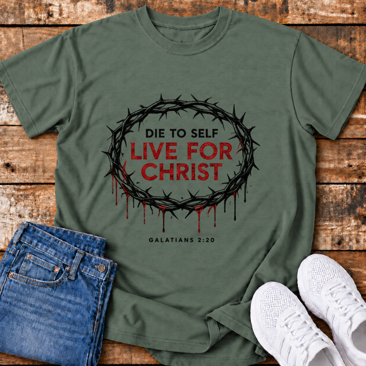 Die to Self, Live for Christ T-Shirt - (Galatians 2:20)