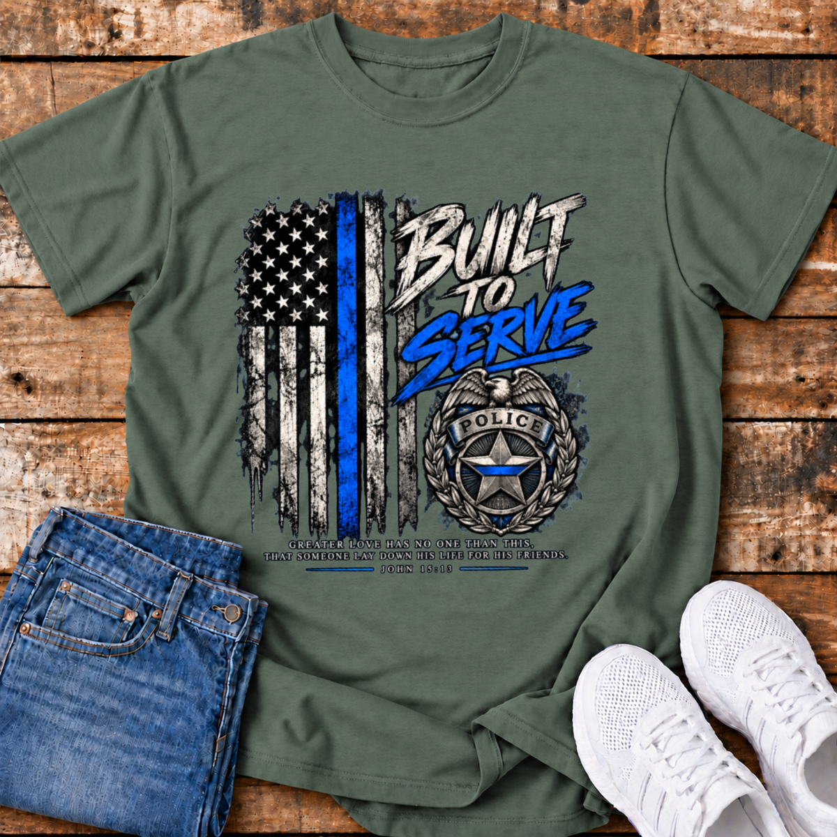Built to Serve Police T-Shirt - (John 15:13)