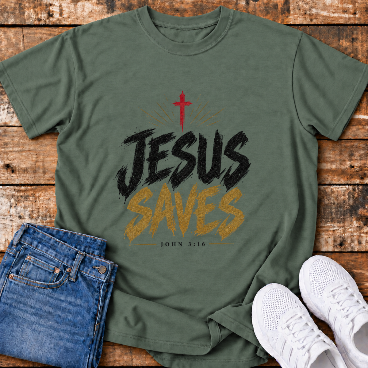 Jesus Saves T-Shirt - (John 3:16)