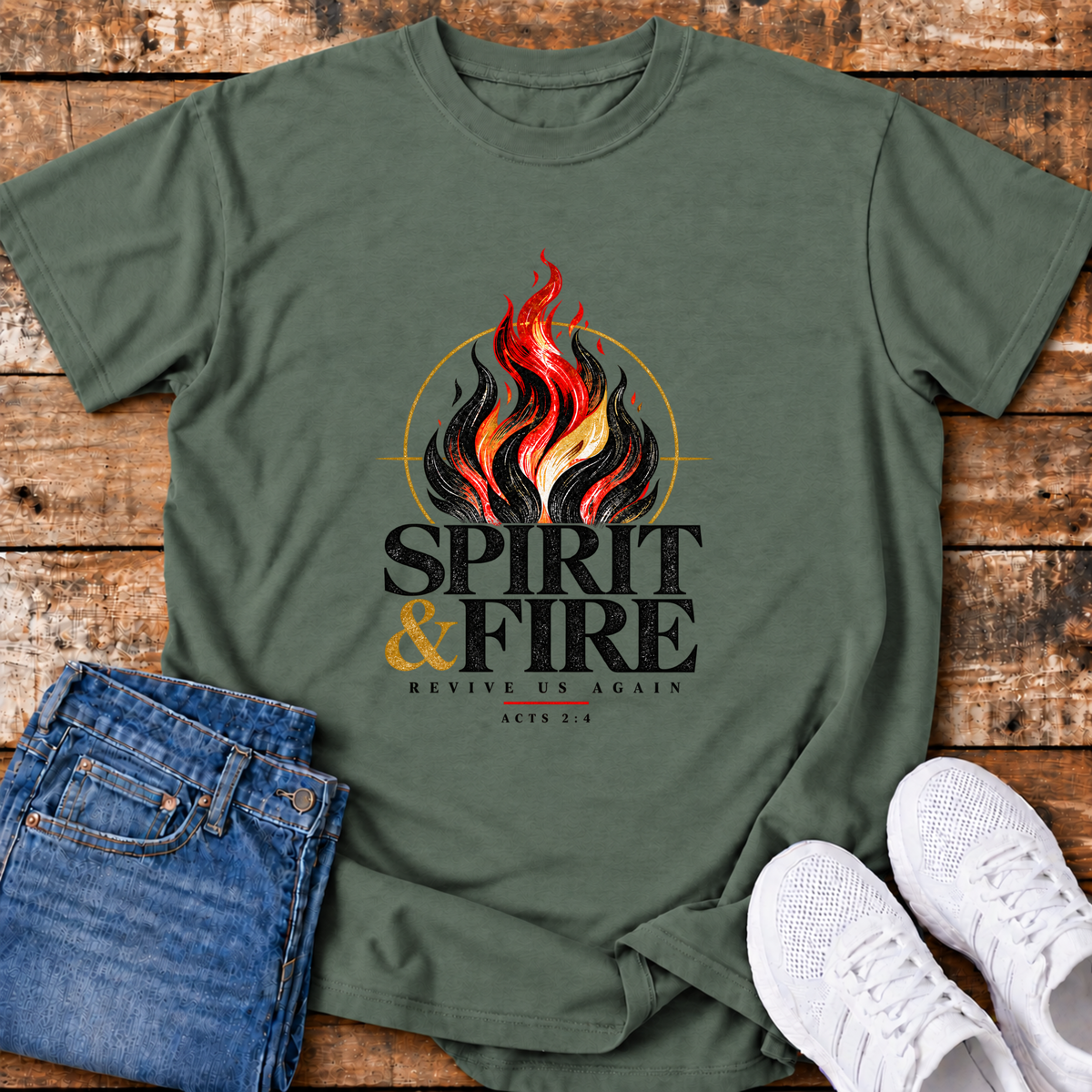 Spirit & Fire T-Shirt - (Acts 2:4)