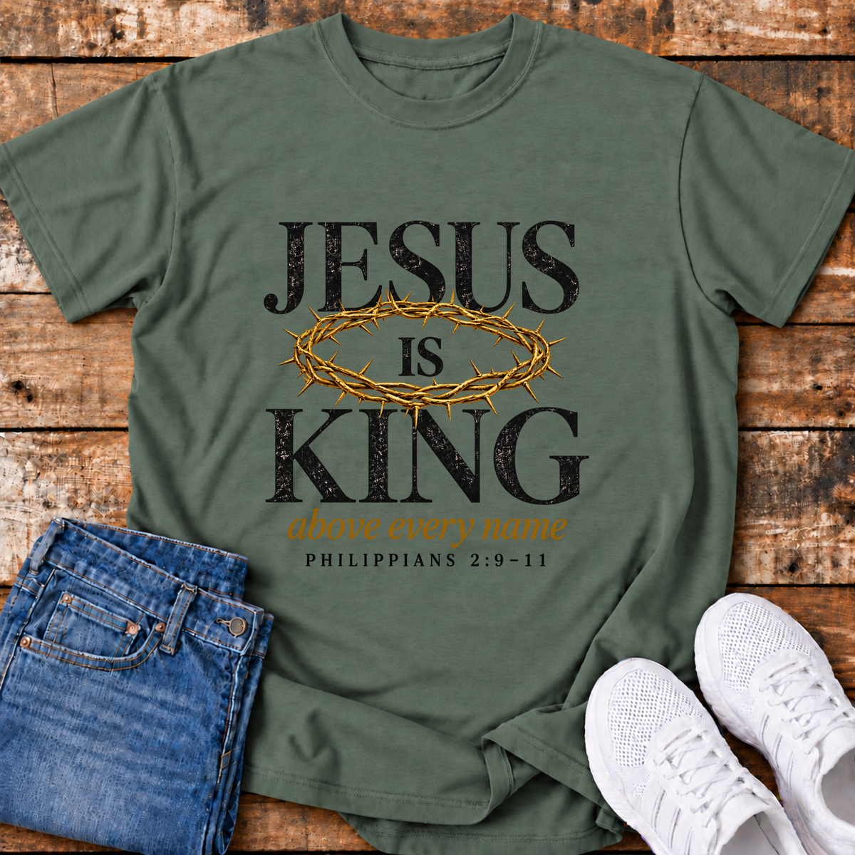 Jesus is King T-Shirt - (Philippians 2:9-11)
