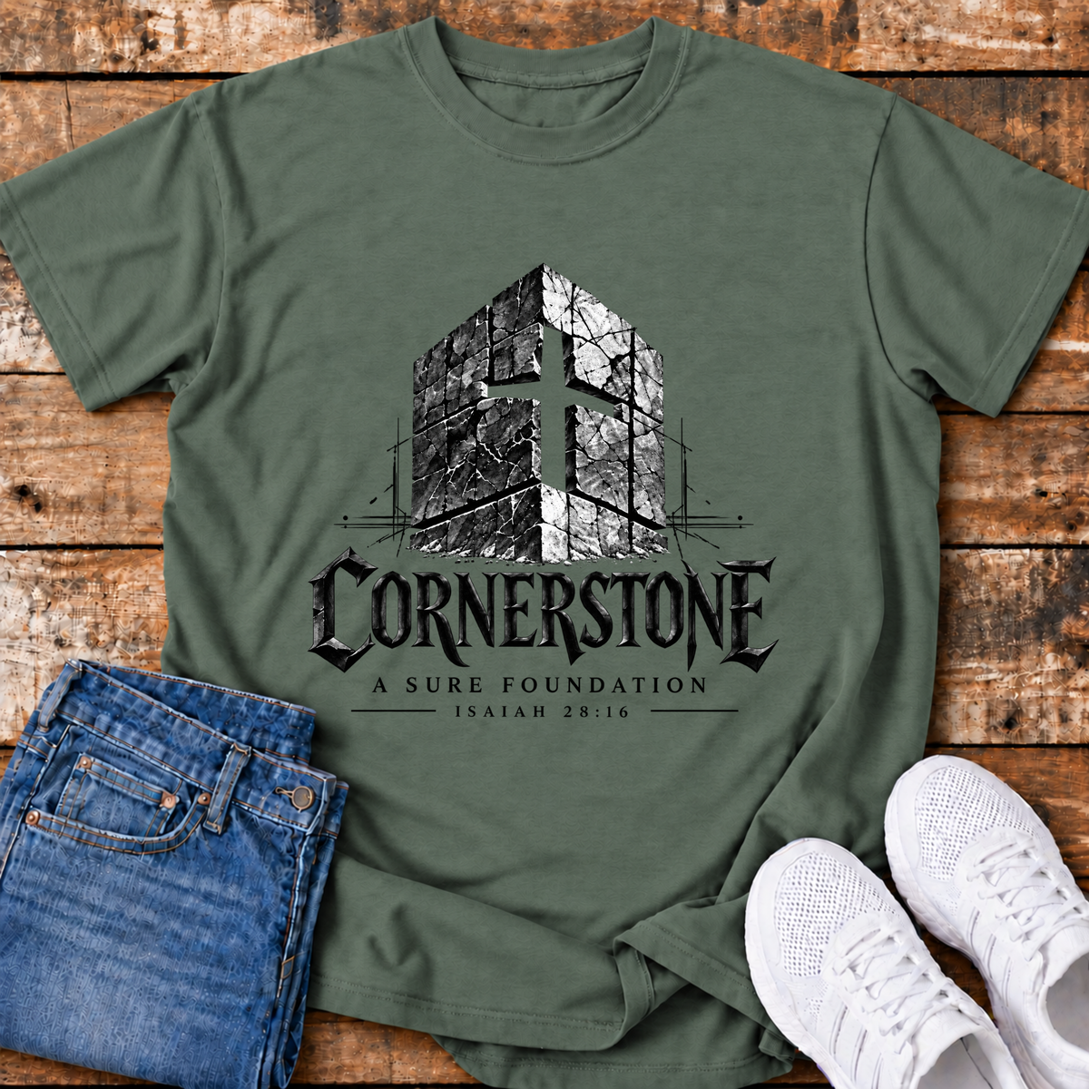 Cornerstone T-Shirt - (Isaiah 28:16)