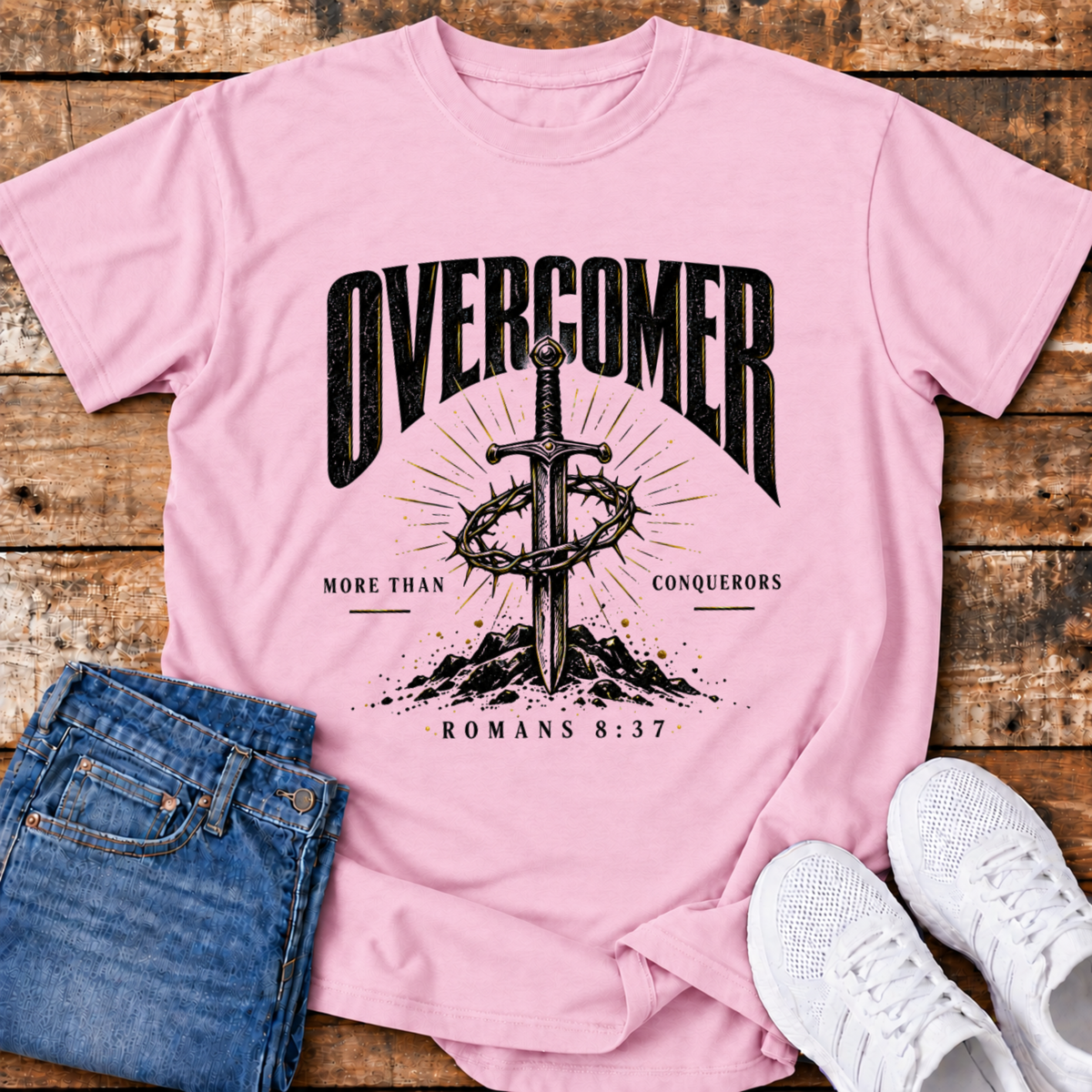 Overcomer T-Shirt - (Romans 8:37)