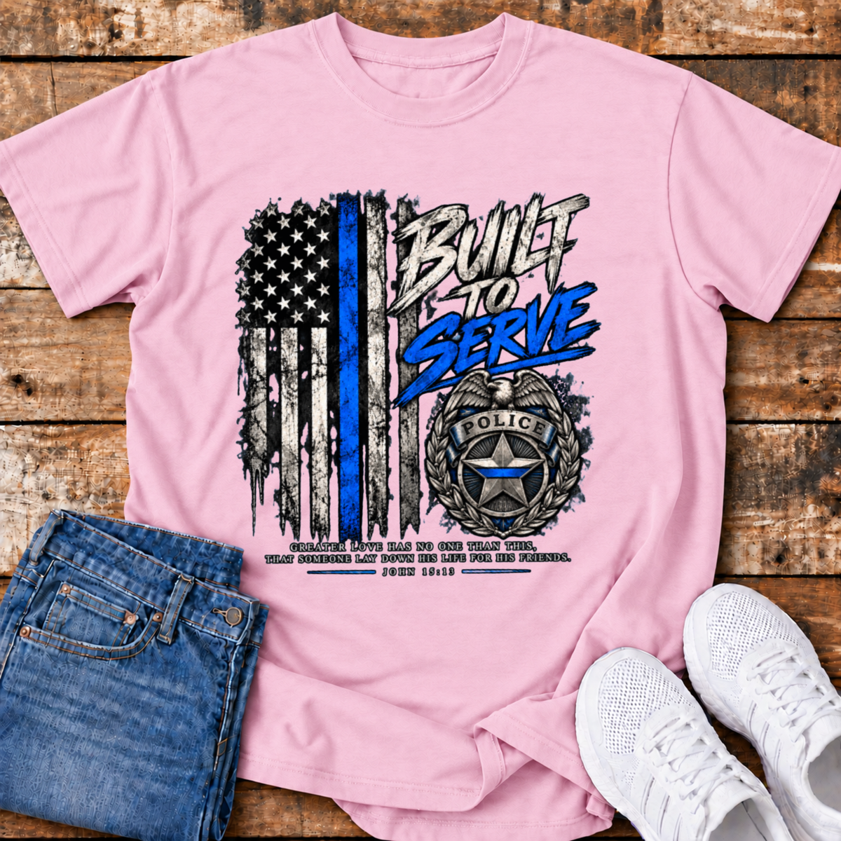 Built to Serve Police T-Shirt - (John 15:13)