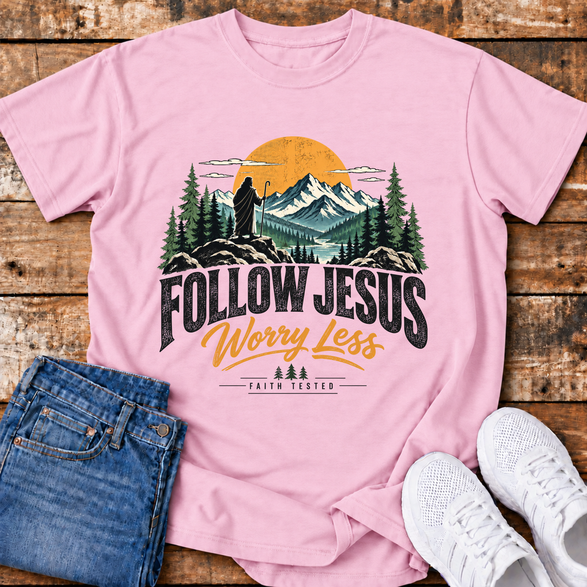 Follow Jesus, Worry Less T-Shirt
