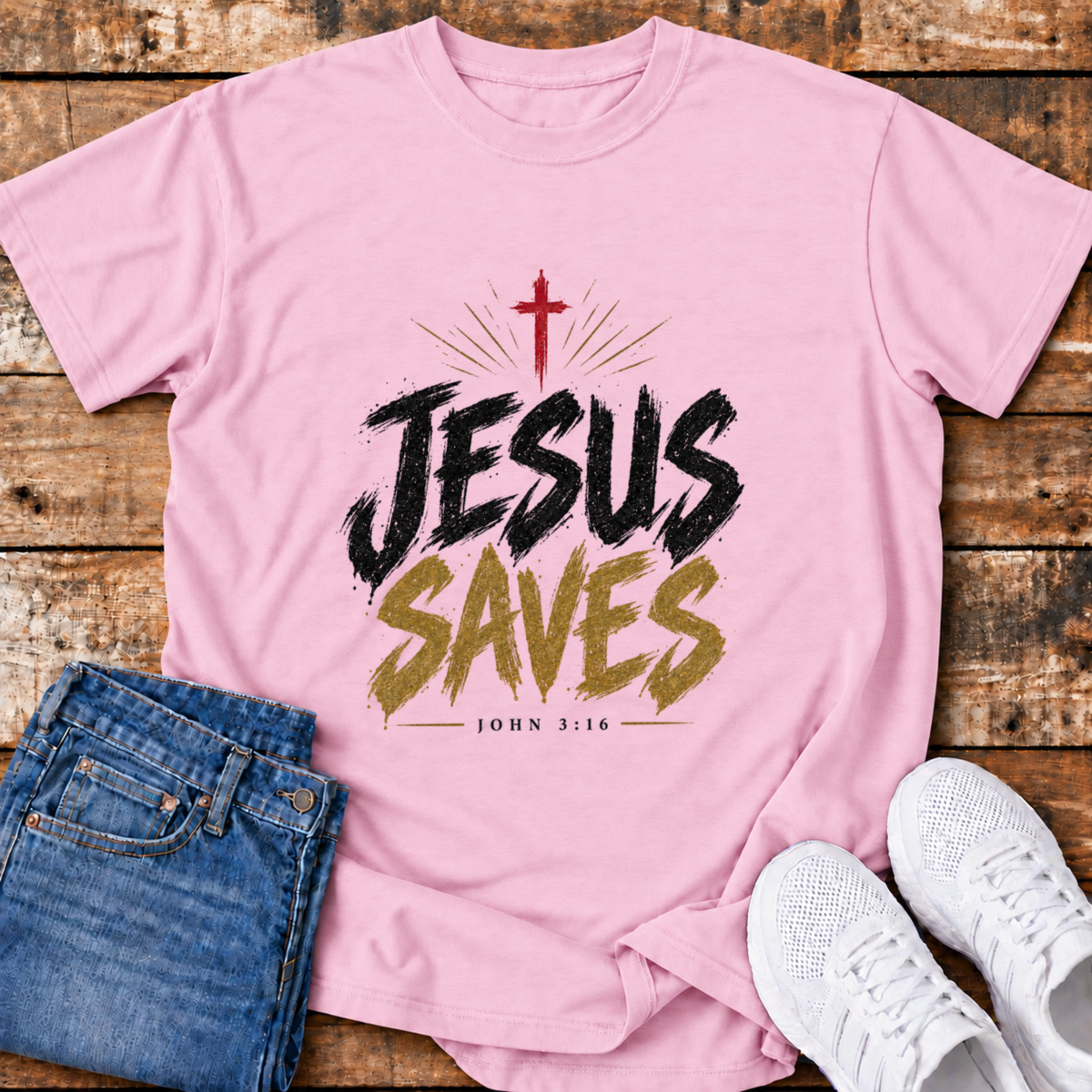 Jesus Saves T-Shirt - (John 3:16)