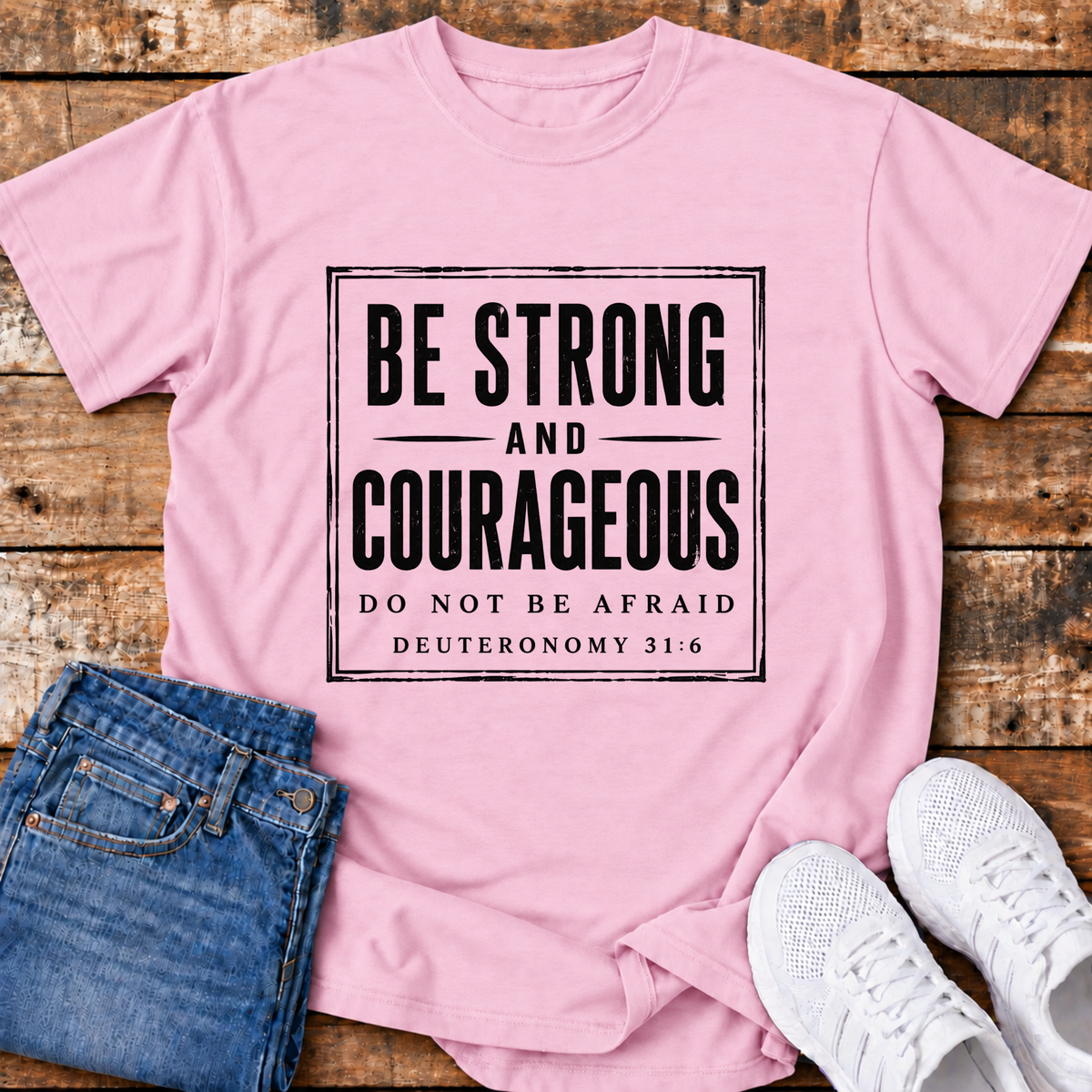 Be Strong & Courageous T-Shirt - (Dueteronomy 31:6)