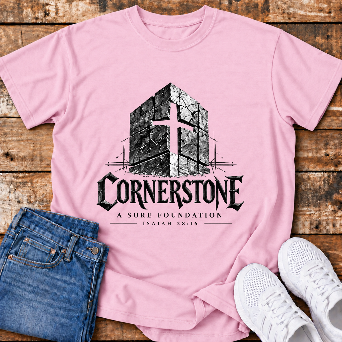Cornerstone T-Shirt - (Isaiah 28:16)