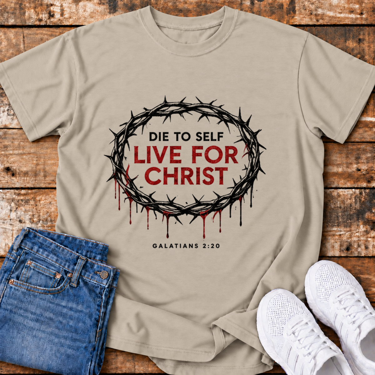 Die to Self, Live for Christ T-Shirt - (Galatians 2:20)