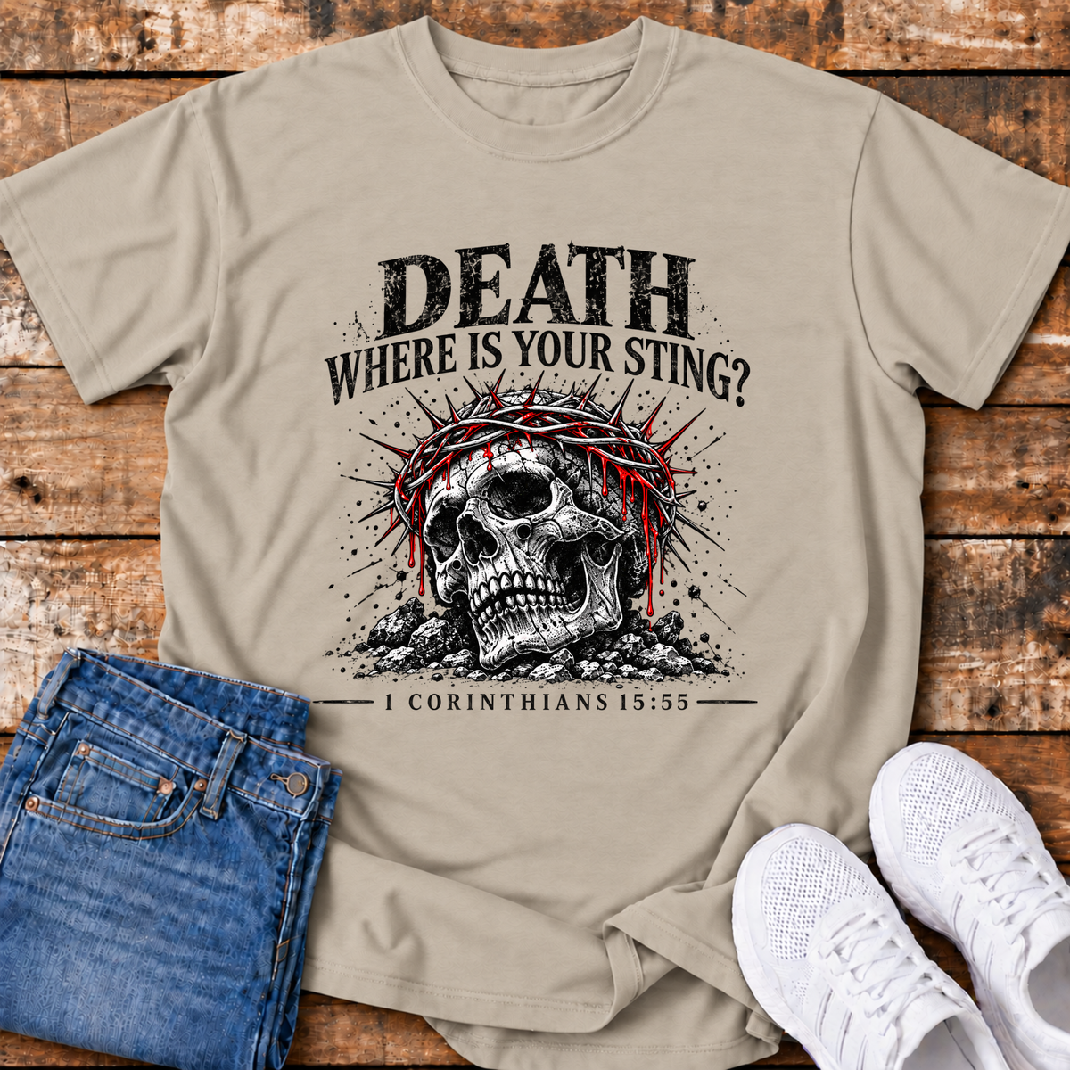 Death, Where is your Sting T-Shirt - (1 Corinthians 15:55)
