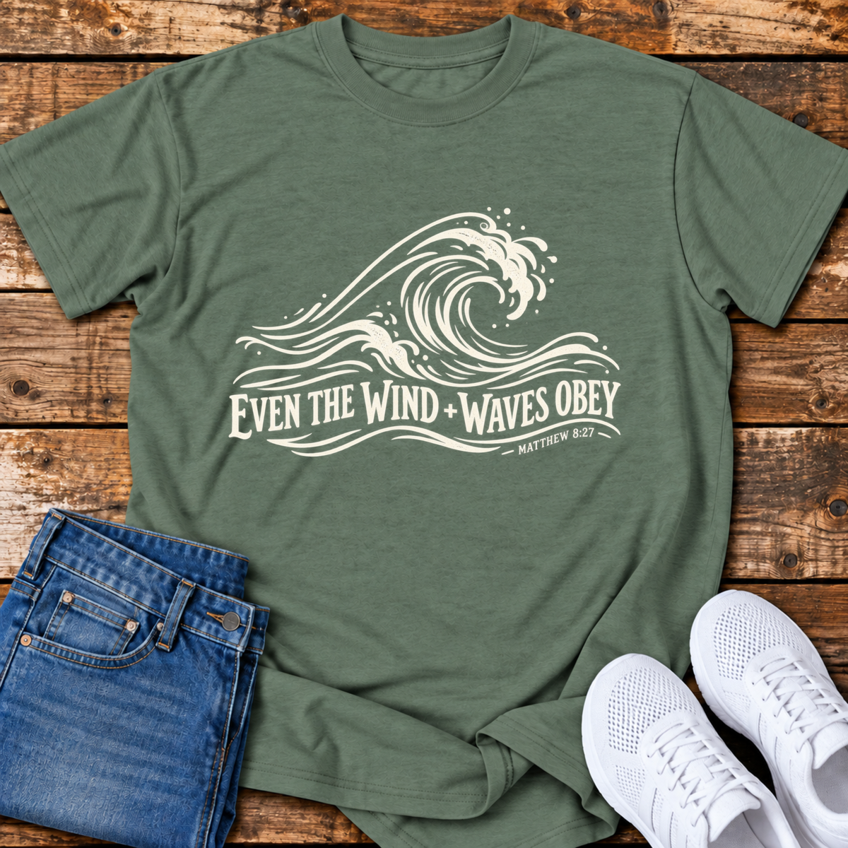 The Wind and Waves Obey T-Shirt - (Matthew 8:27)