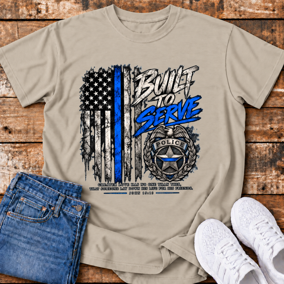 Built to Serve Police T-Shirt - (John 15:13)