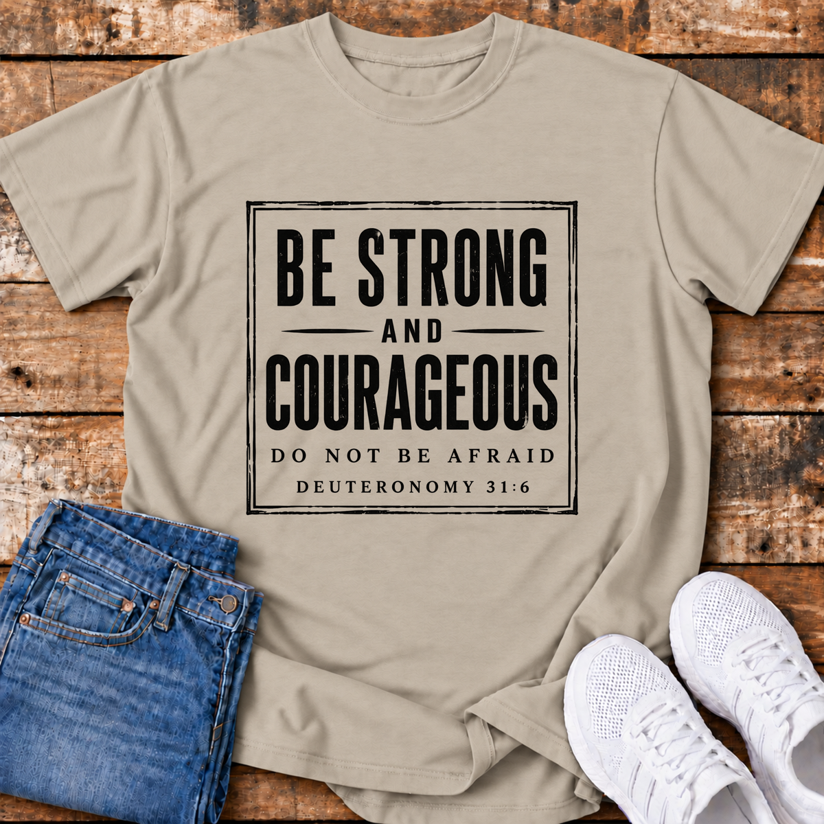 Be Strong & Courageous T-Shirt - (Dueteronomy 31:6)