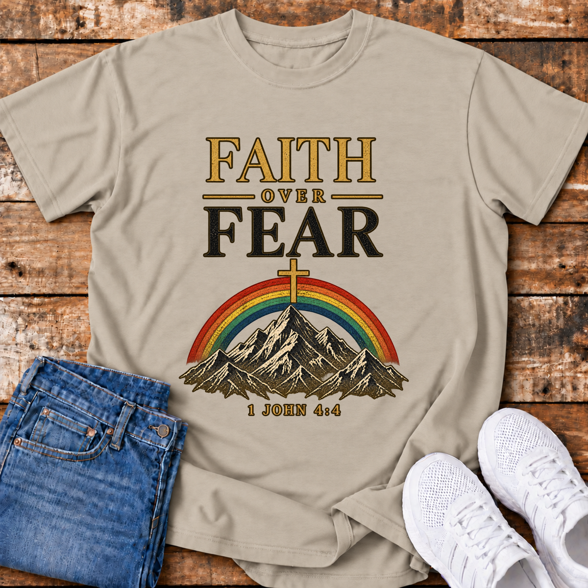 Faith Over Fear T-Shirt - (1 John 4:4)