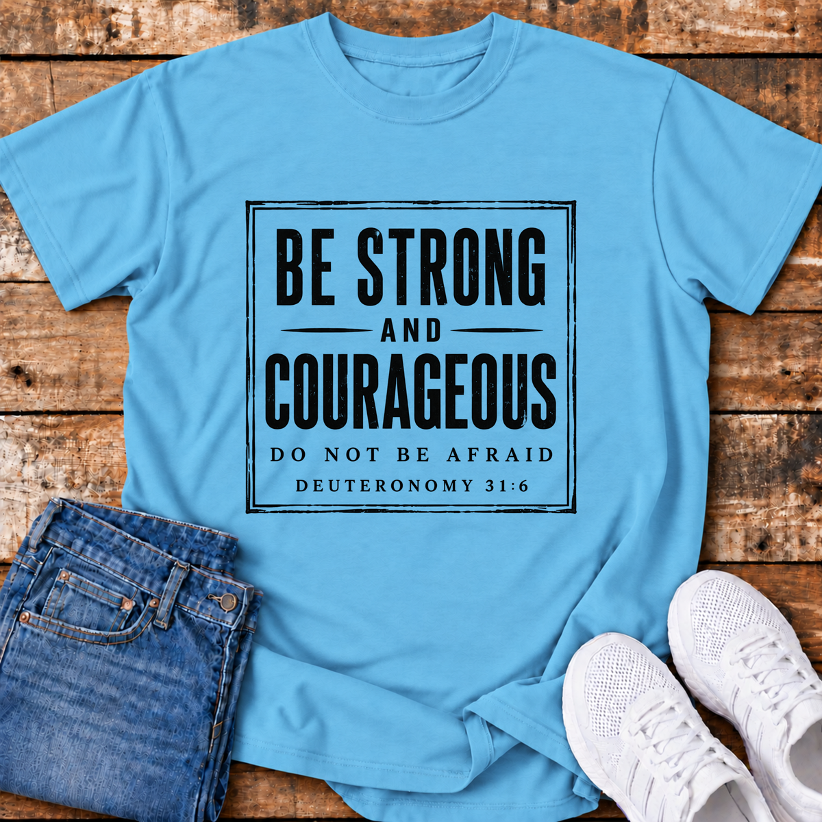 Be Strong & Courageous T-Shirt - (Dueteronomy 31:6)