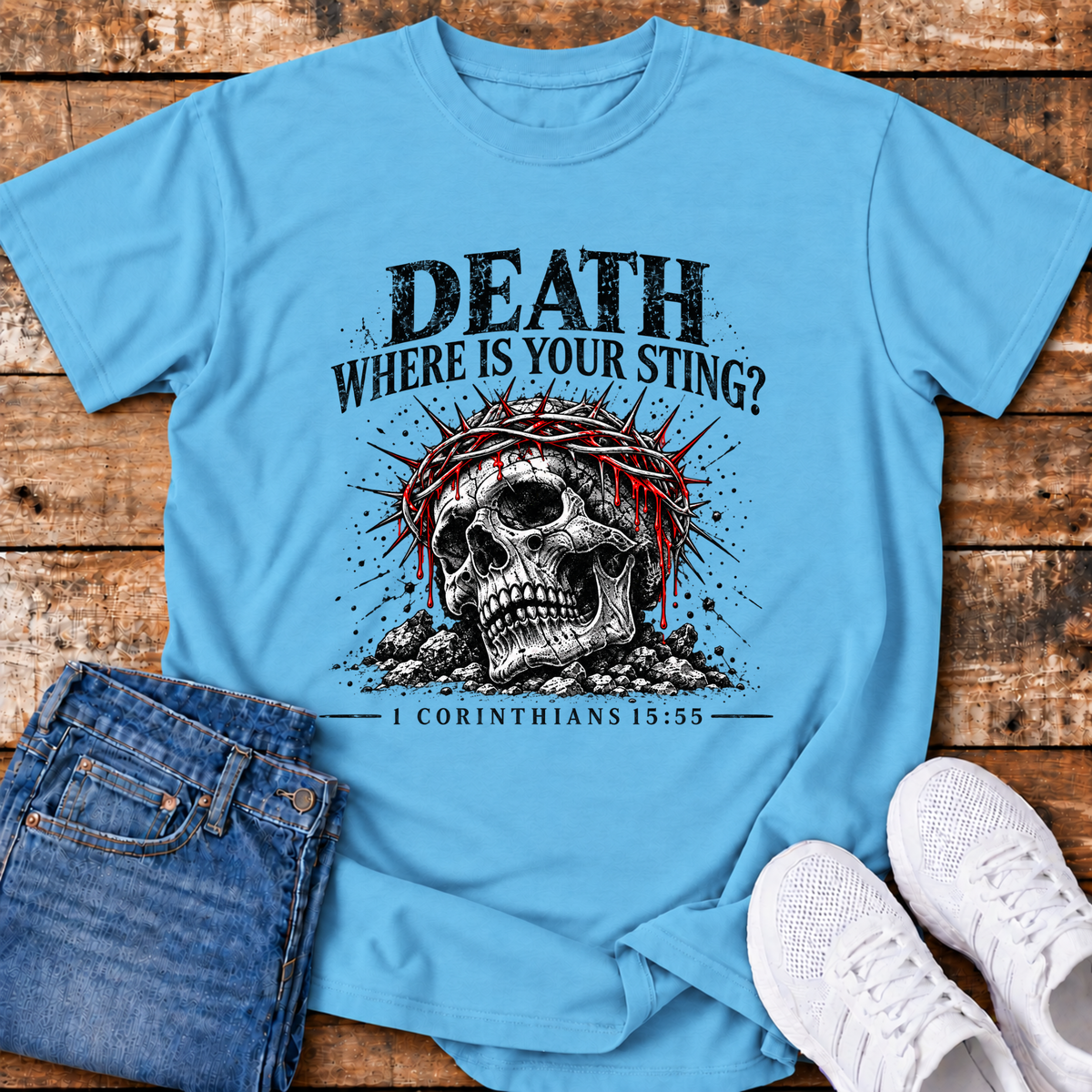 Death, Where is your Sting T-Shirt - (1 Corinthians 15:55)