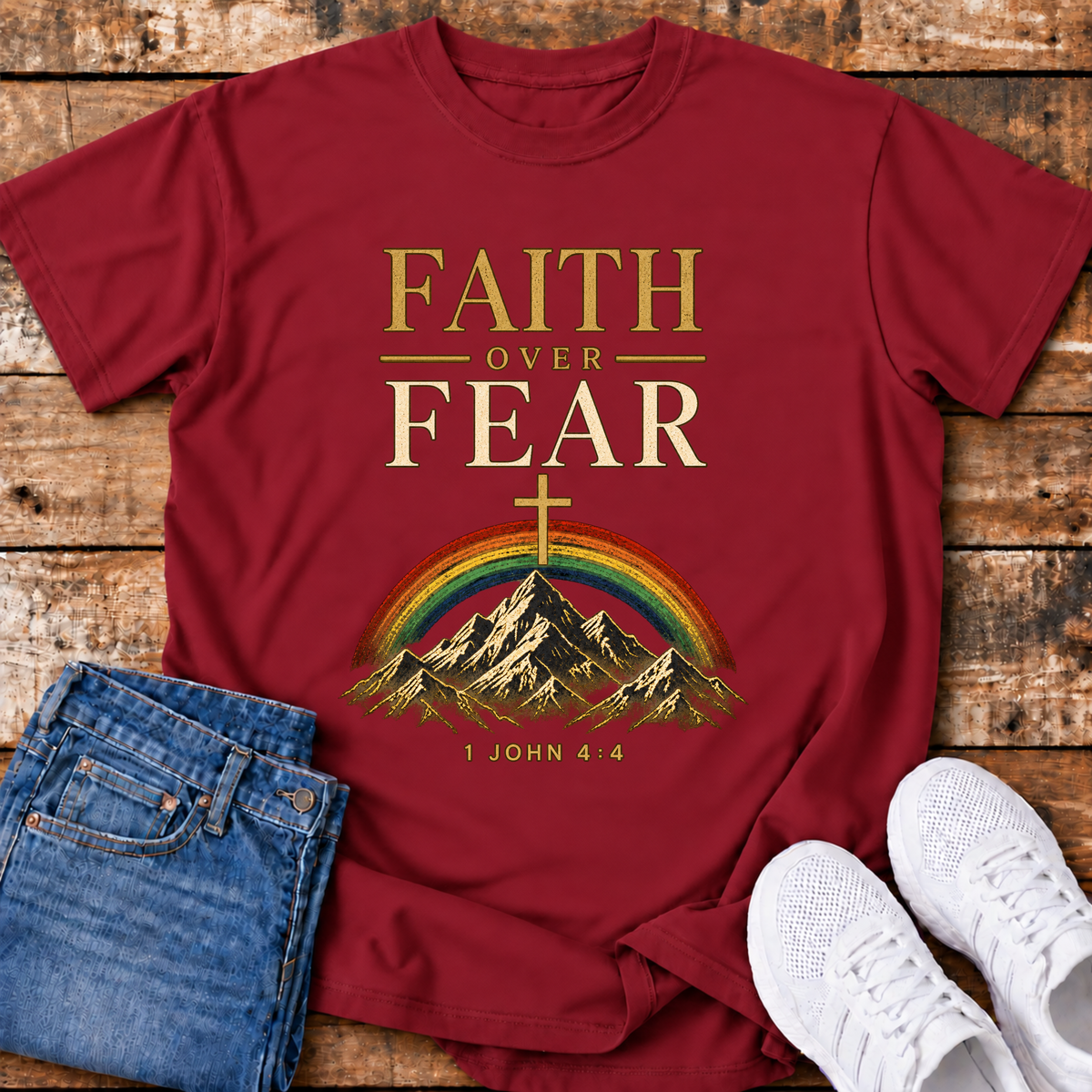 Faith Over Fear T-Shirt - (1 John 4:4)