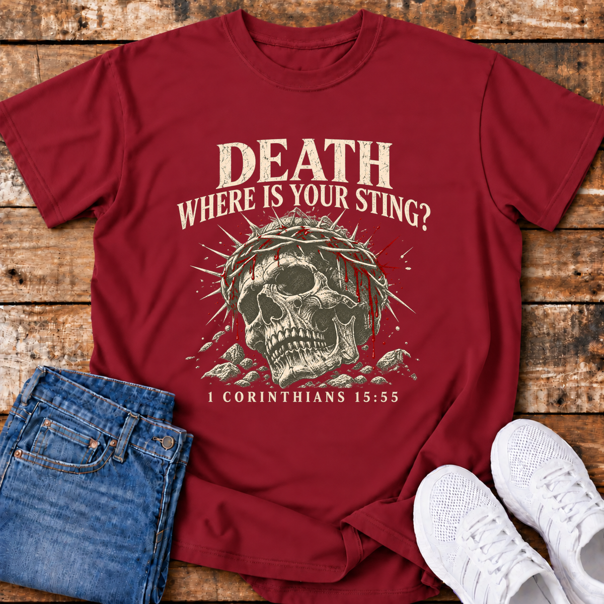 Death, Where is your Sting T-Shirt - (1 Corinthians 15:55)