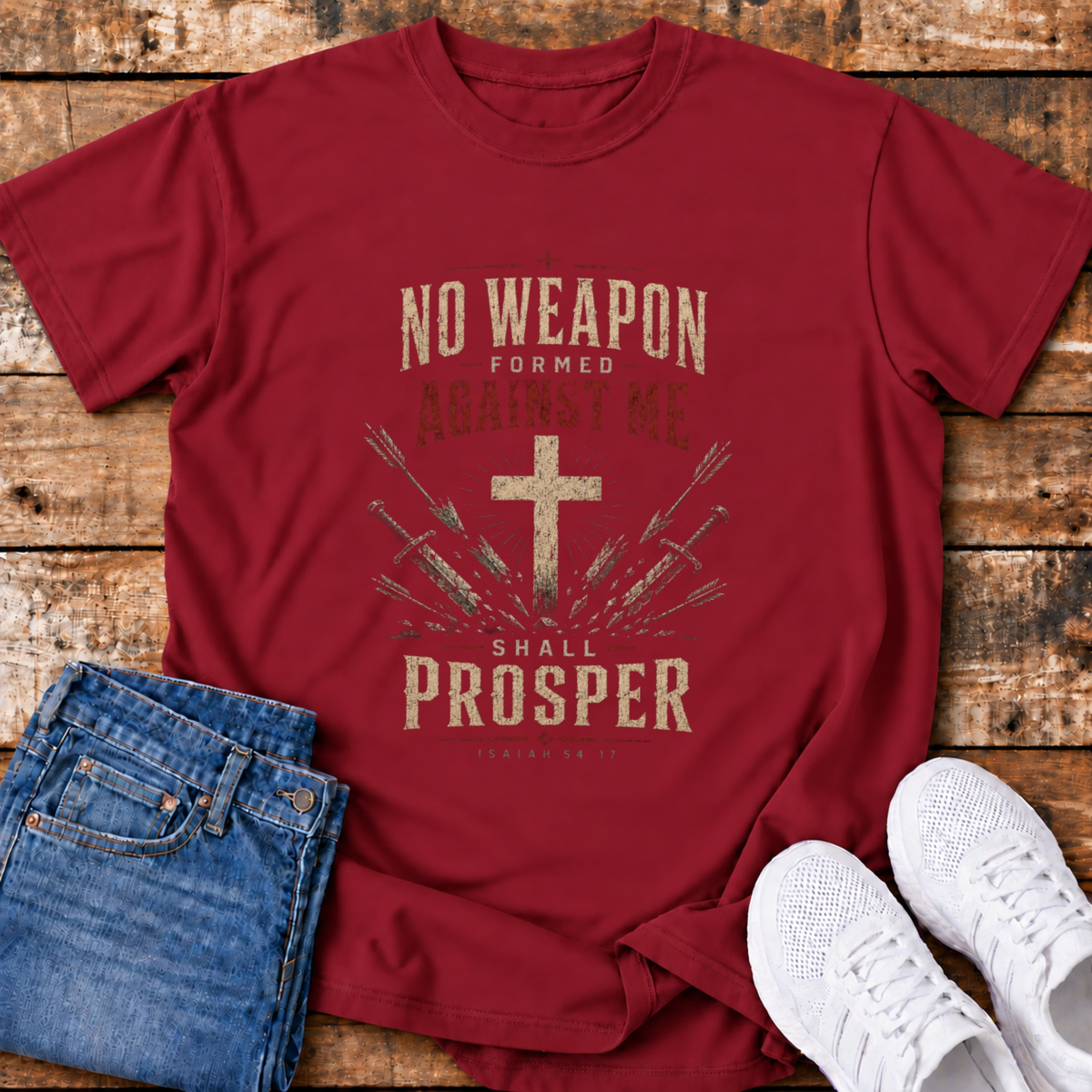 No Weapon Shall Prosper T-Shirt - (Isaiah 54:17)