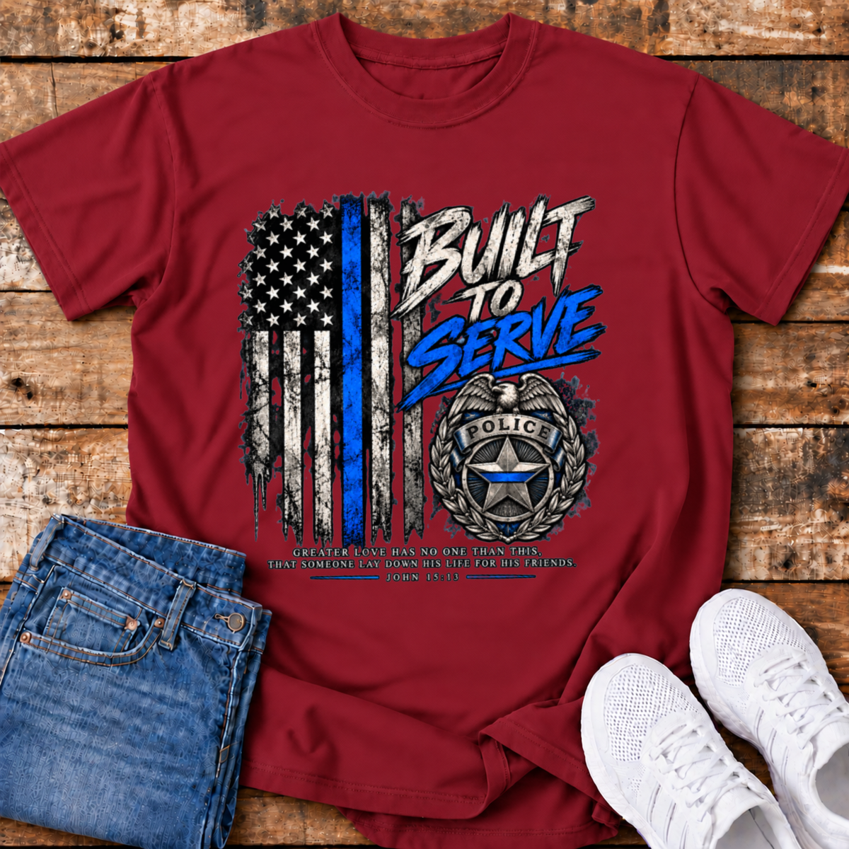 Built to Serve Police T-Shirt - (John 15:13)