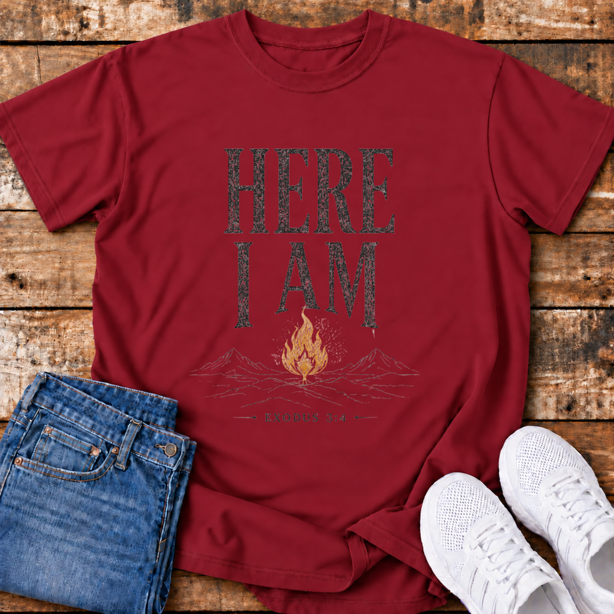 Here I Am T-Shirt - (Exodus 3:4)