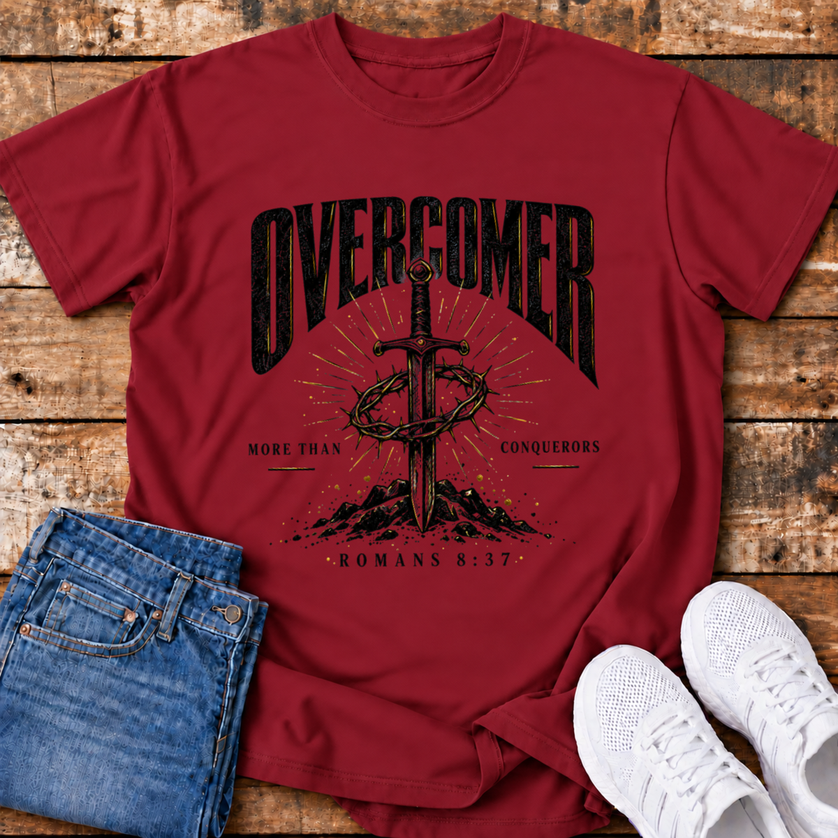 Overcomer T-Shirt - (Romans 8:37)