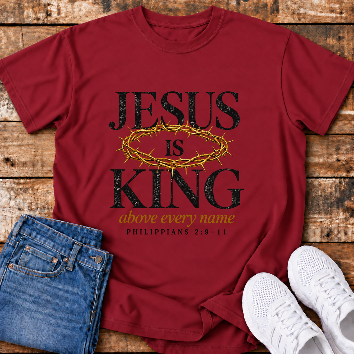 Jesus is King T-Shirt - (Philippians 2:9-11)