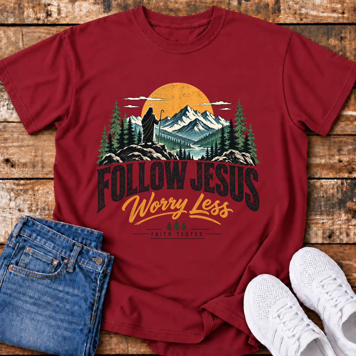 Follow Jesus, Worry Less T-Shirt