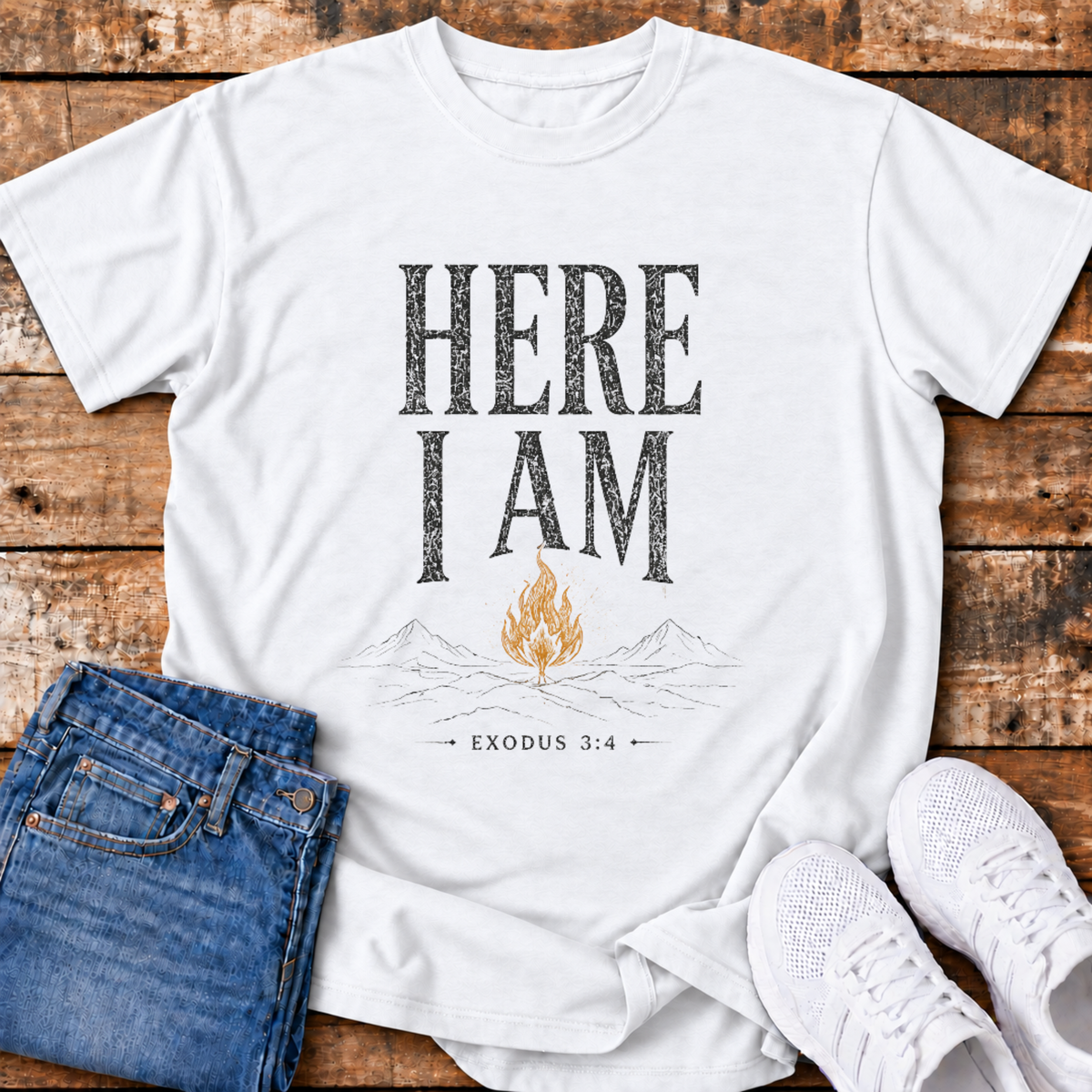 Here I Am T-Shirt - (Exodus 3:4)