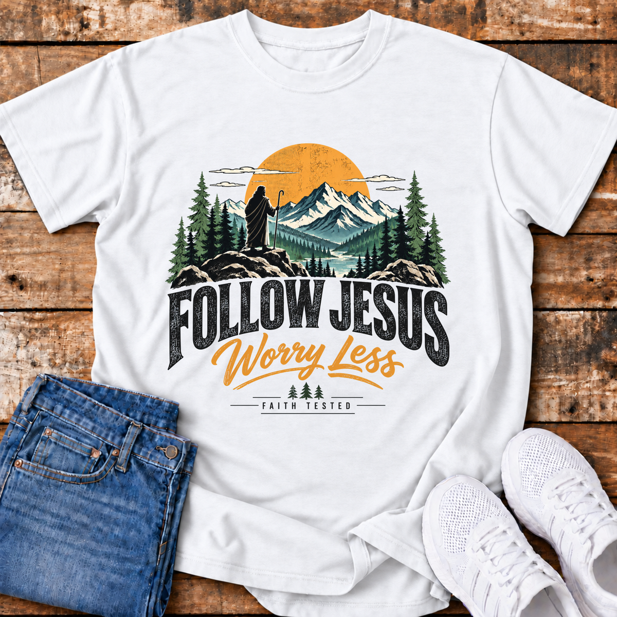 Follow Jesus, Worry Less T-Shirt