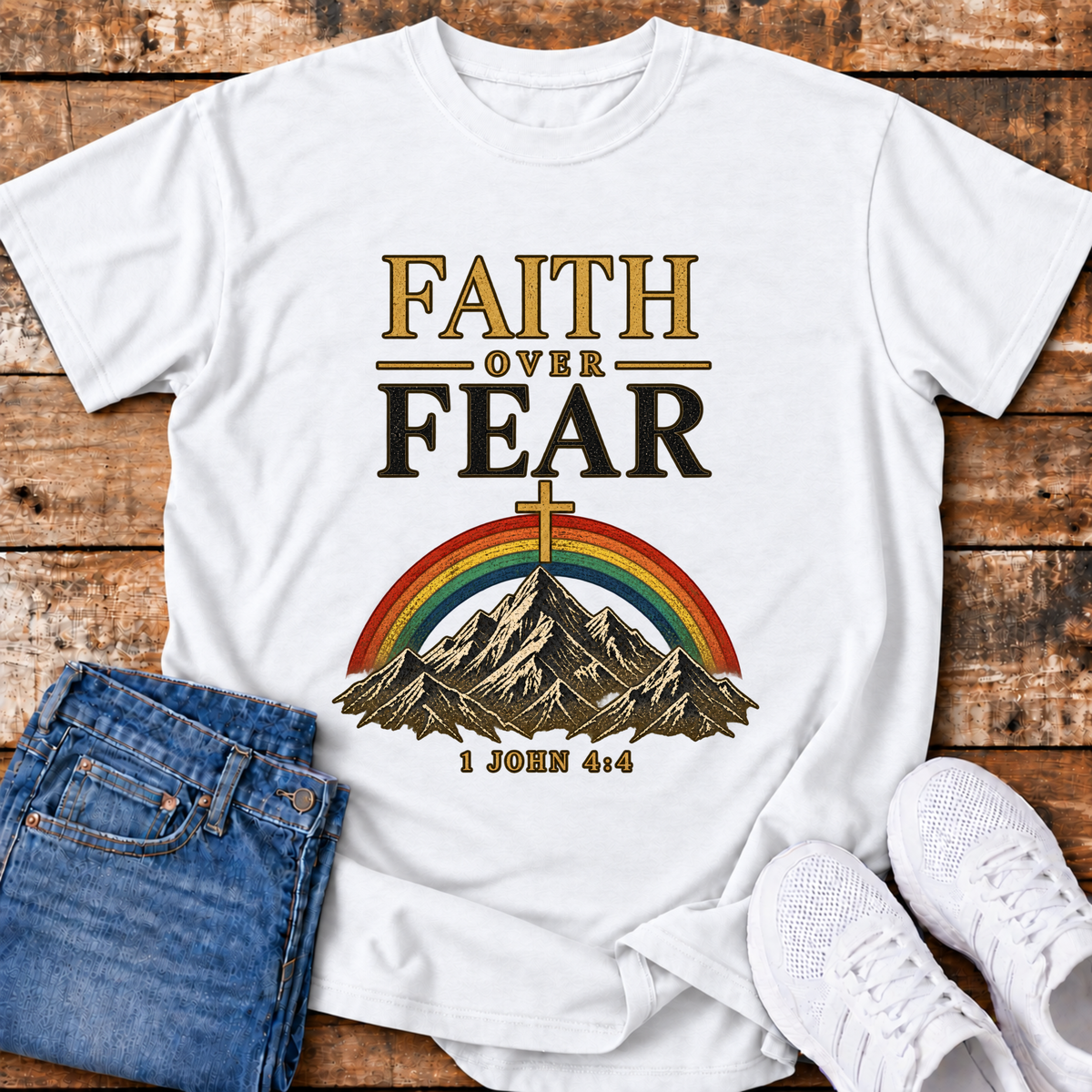 Faith Over Fear T-Shirt - (1 John 4:4)