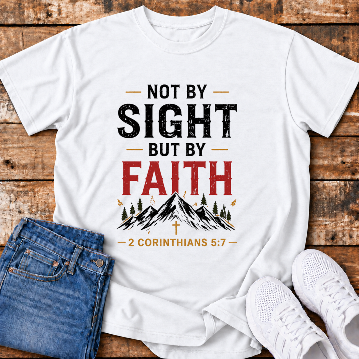 Not by Sight T-Shirt - (2 Corinthians 5:7)