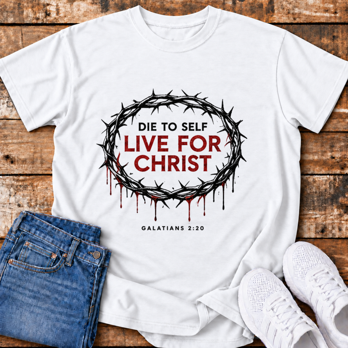 Die to Self, Live for Christ T-Shirt - (Galatians 2:20)